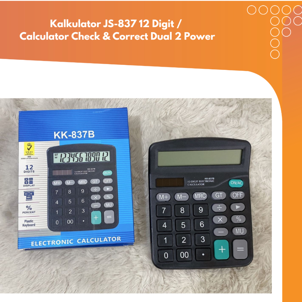 

Kalkulator JS-837 12 Digit / Calculator Check & Correct Dual 2 Power