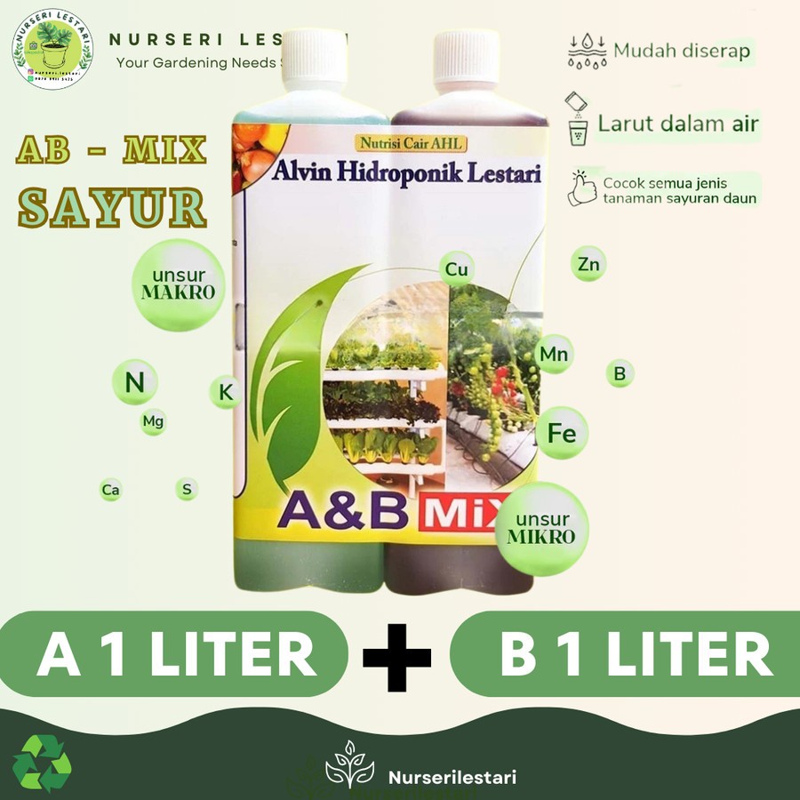 PUPUK NUTRISI CAIR HIDROPONIK AB MIX SAYUR & BUAH