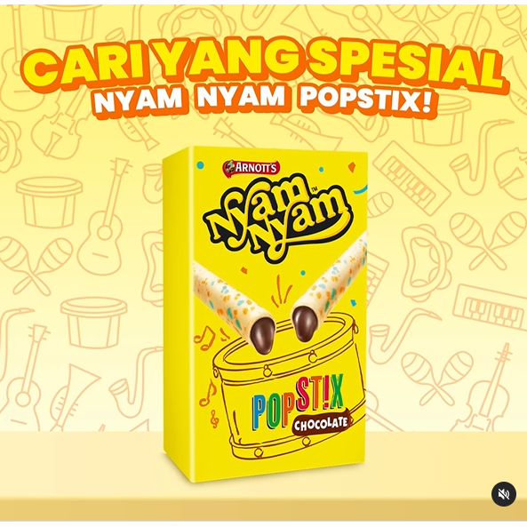 

Nyam Nyam Popstix Chocolate 48 gram - Wafer Coklat Renyah - Jajanan Anak