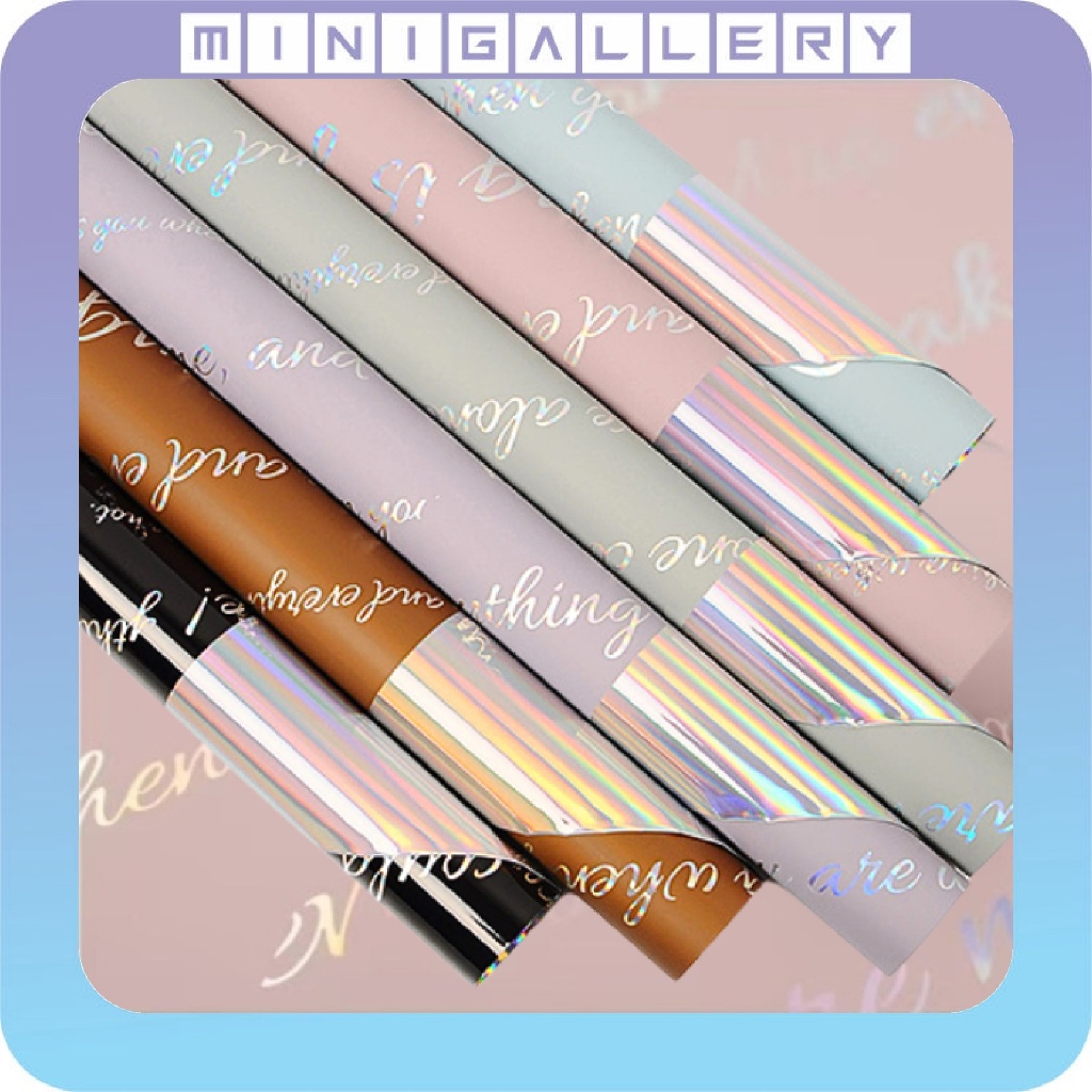 

Kertas Buket Hologram Paper Bi Color Flower Wrapping Cellophane Plastik OPP Rainbow Ecer KB6064
