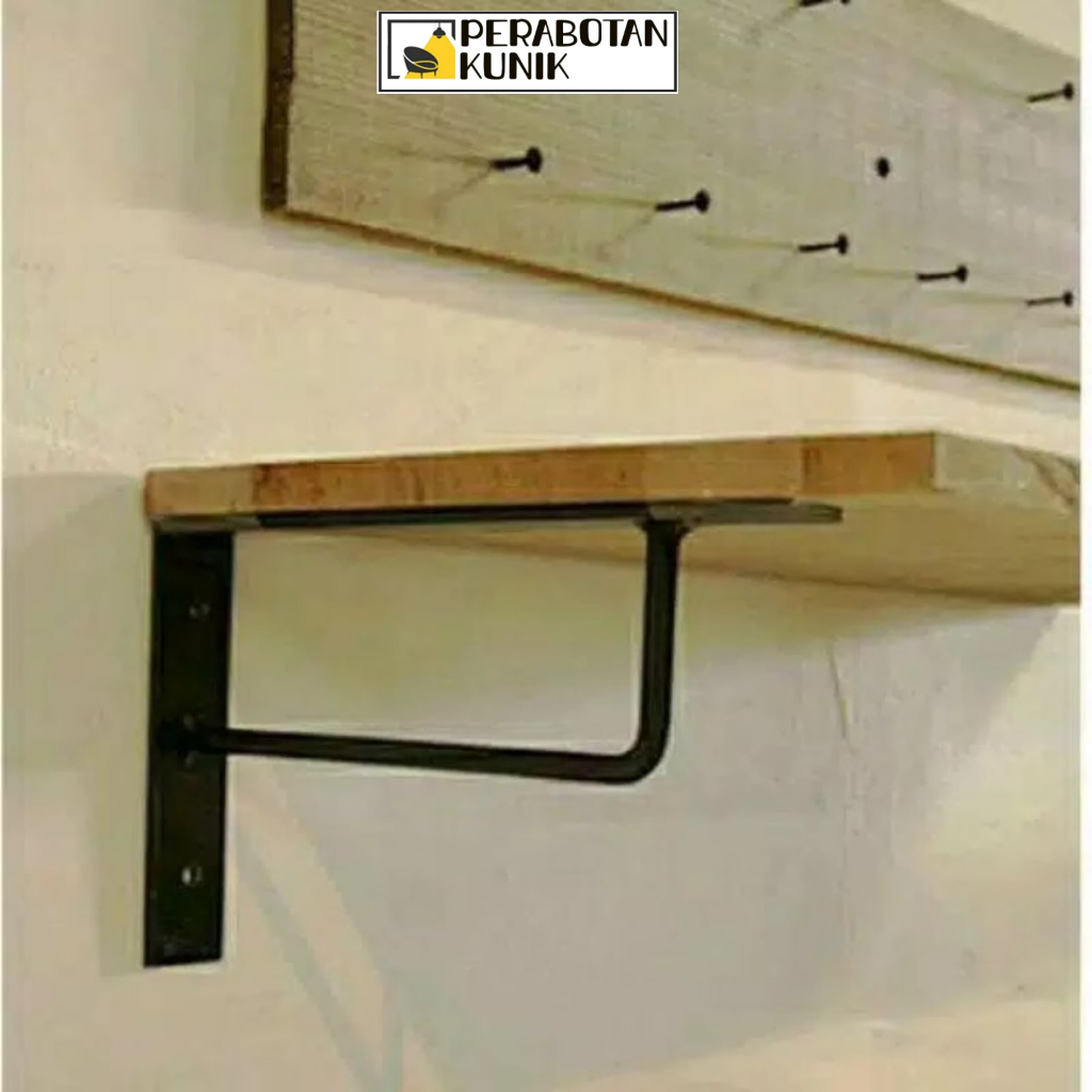 (2PCS) RAK DINDING BESI SIKU PENYANGGA BAHAN PLAT STRIP - PerabotankuUnik