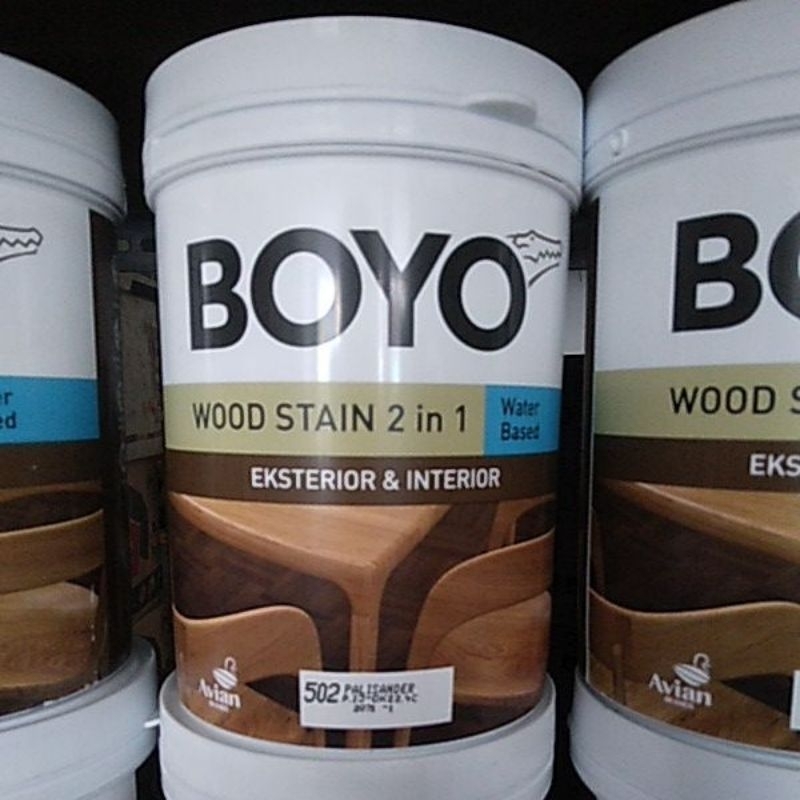 Boyo woodstain 2 in 1 waterbase 1 liter cat kayu politur boyo campuran air