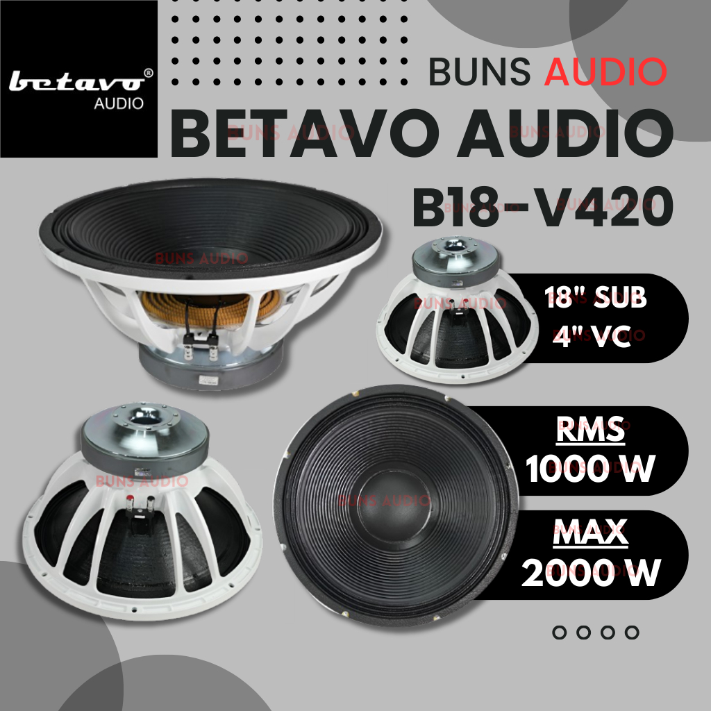 Betavo Audio B18-V420 18 Inch Speaker Subwoofer + 4 Inch Voice Coil -- 2000 Watts Max Power