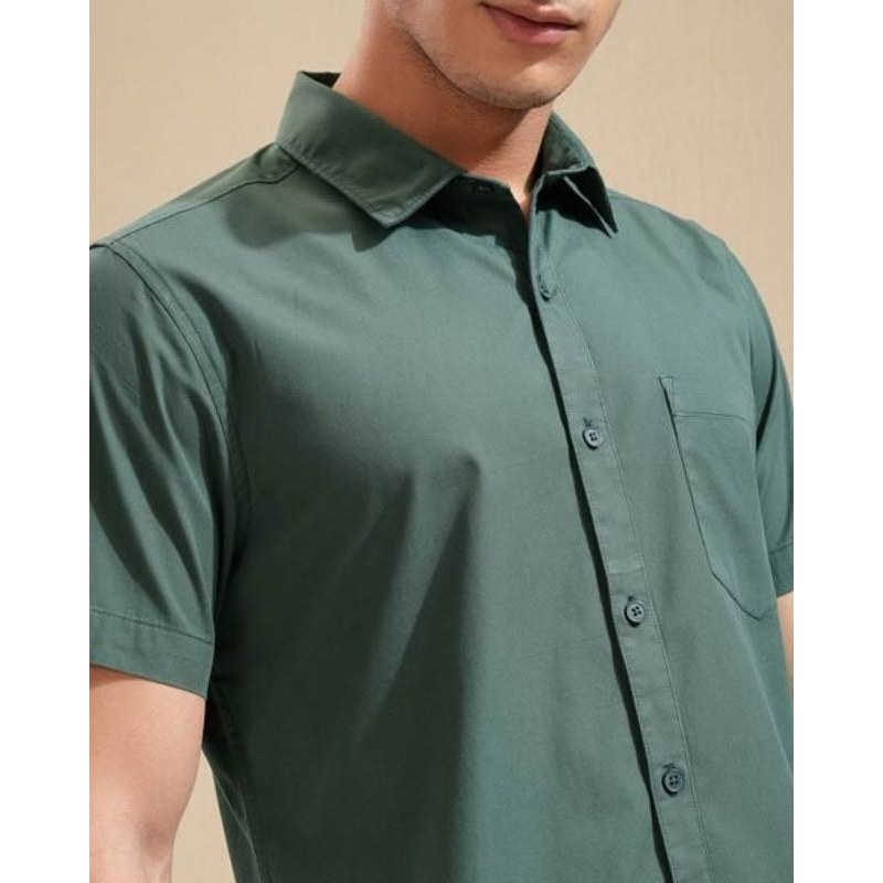 Kemeja Pria Lengan Pendek merk Arrow, size 16.5, NWOT, warna hijau gelap