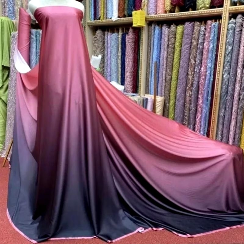 bahan kain Armani silk gradasi original/kain Armani silk ombre mewah import