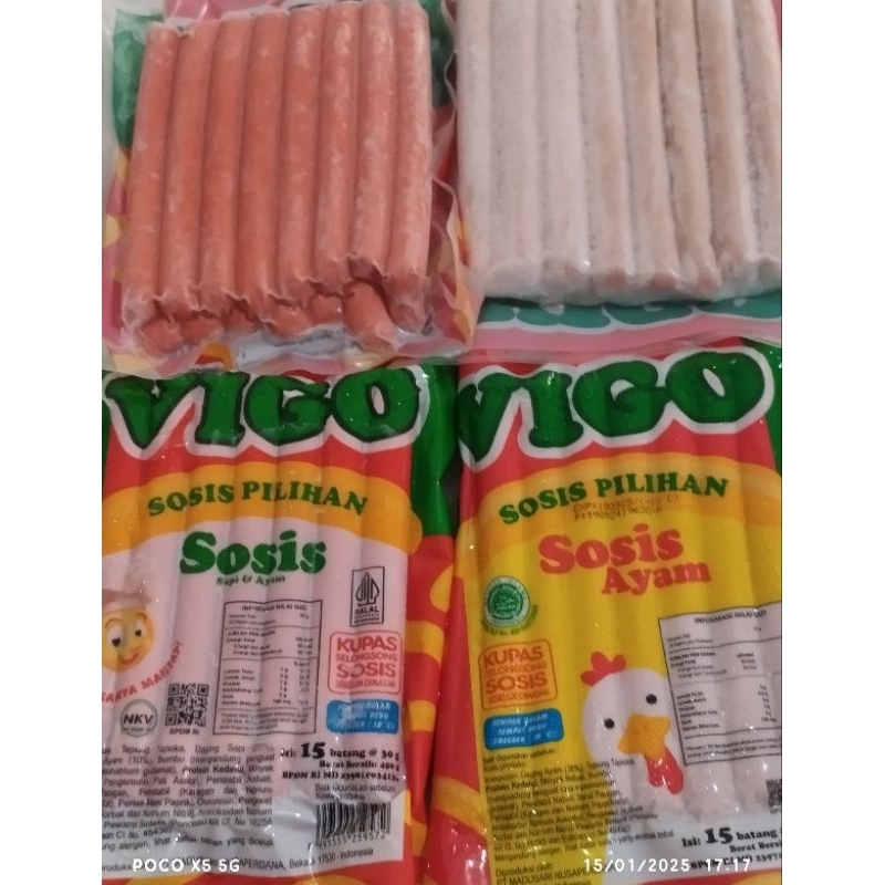 

vigo sosis ayam dan vigo sosis sapi & ayam berat 450 g isi 15 batang