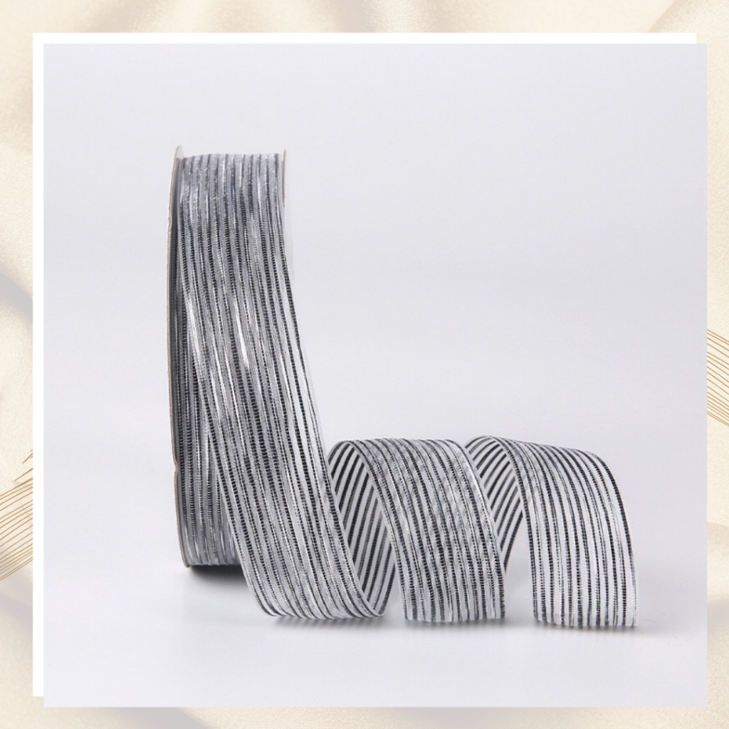 

[TERMURAH] PITA ORGANZA lebar 2,5cm ribbon two tone lines garis 2 warna IMPORT premium kado gift buket bouquet