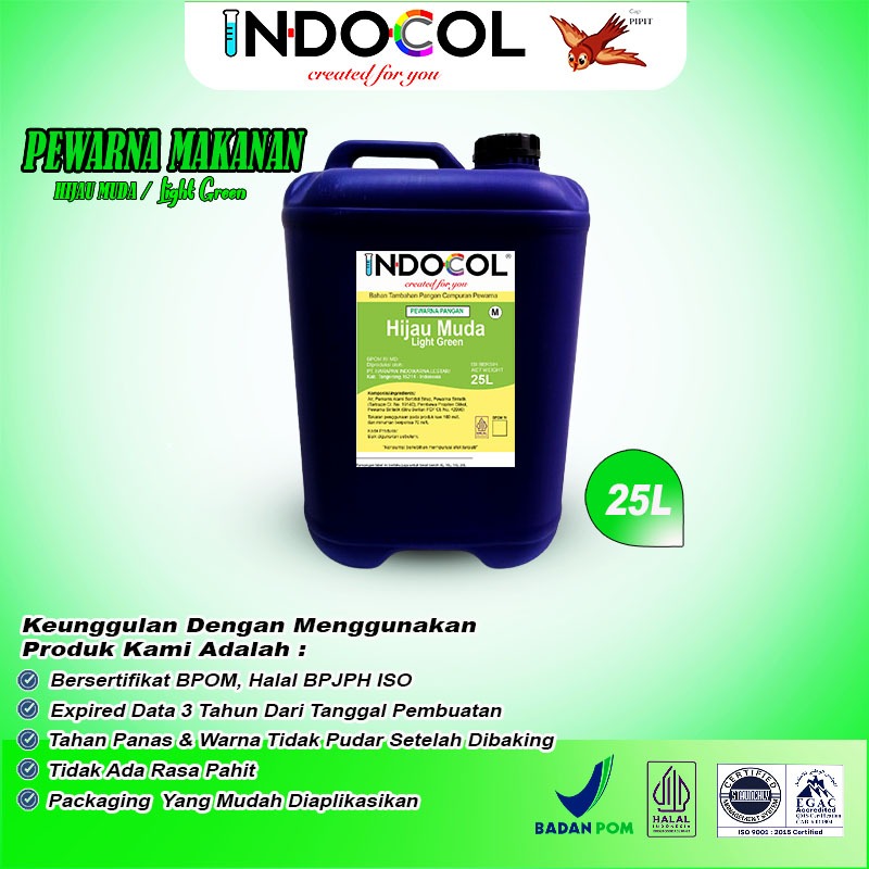 

INDOCOL PEWARNA CAIR HIJAU MUDA (25 LITER)