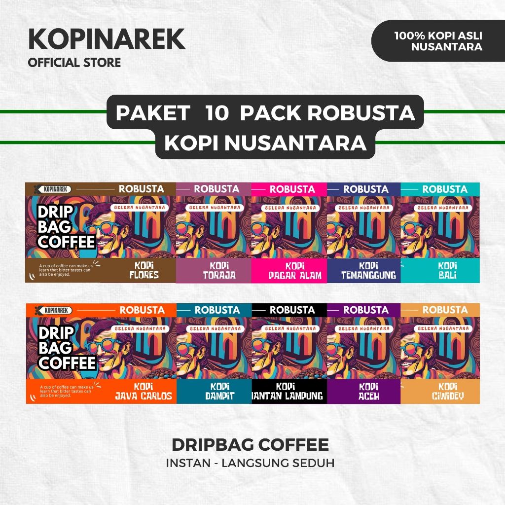 

Paket Kopi Dripbag Robusta Coffee Drip Bag Sachet Asli Bubuk Saset Tubruk Nusantara Hadiah Souvenir