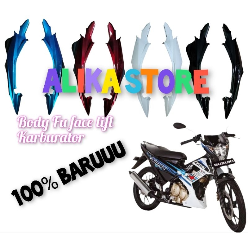 body suzuki satria fu facelift warna hitam merah putih biru
