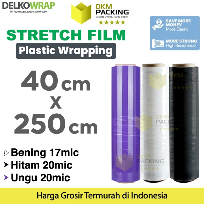 

Plastik Wrapping 40cm x 250m Stretch Film Wrap Barang DELKOWRAP TERMURAH / SATUAN