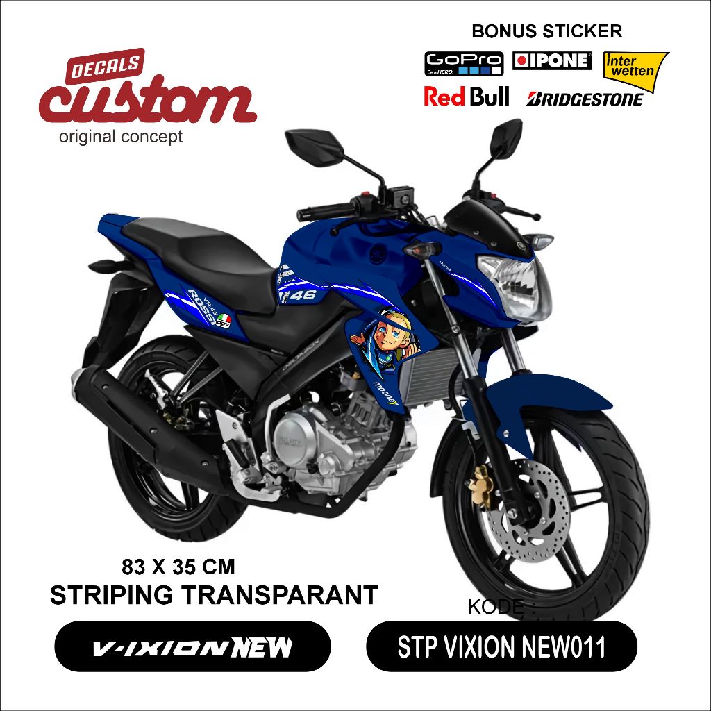 decal transparan yamaha vixion nvl striping ultra uv transparan vixion stiker motor transparan