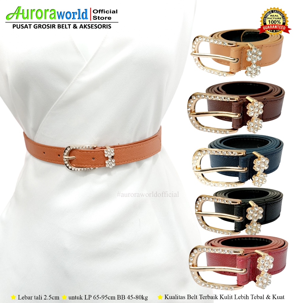Auroraworld Ikat Pinggang wanita fashion / belt Kulit Mewah untuk dress gesper kulit perempuan kekin