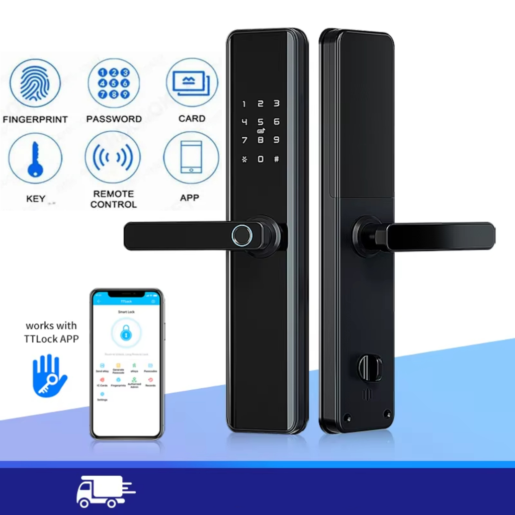 Ximiir Kunci Pintu Digital Smart Door Lock Fingerprint aluminium kartu Password RFID Alarm Bluetooth