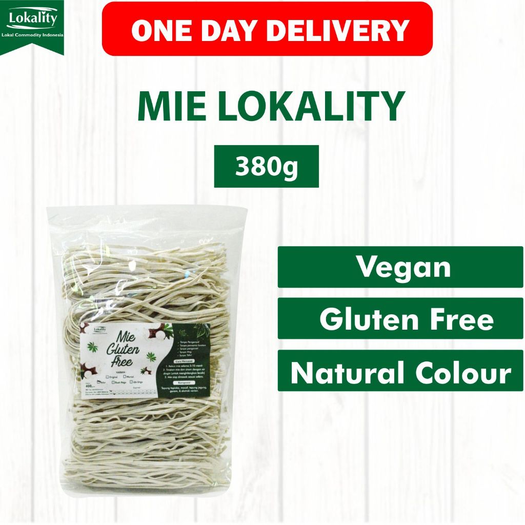 

Mie Lokality 380 gr (untuk 5 porsi) - Mie Vegan Noodle - Pasta Spagetti Gluten Free-Mie Gluten Free