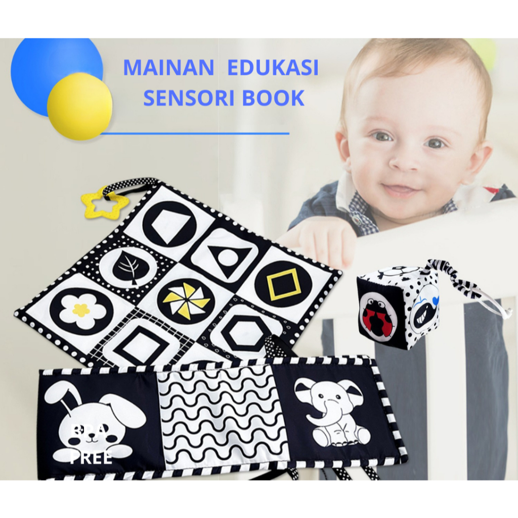 WNDR Sensory book bayi 0-6 bulan gantung | buku sensorik bayi 0-6 bulan gantung | Cloth book bayi