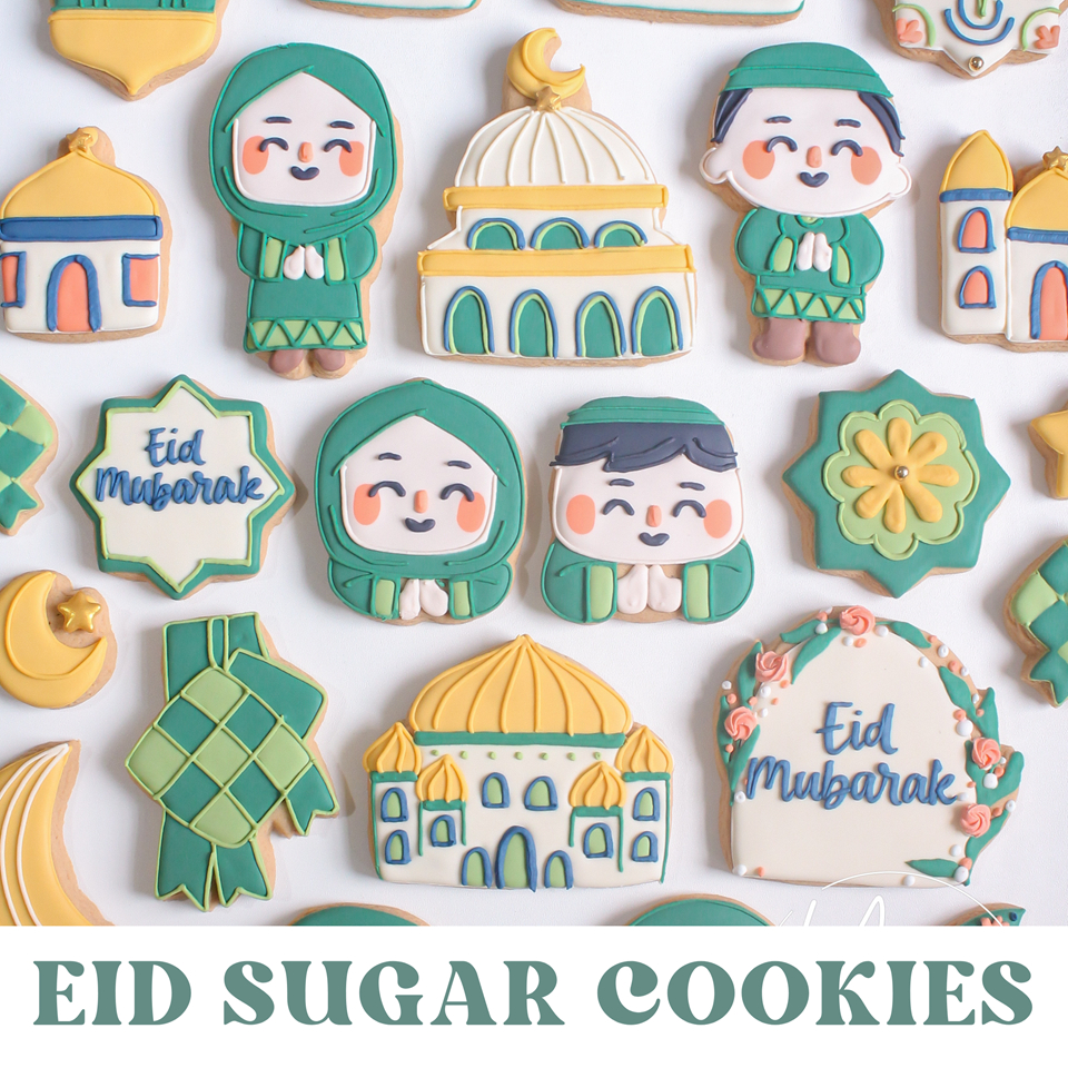 

Eid Mubarak Cookies (Ramadan / Lebaran Collection) – (Min 5 pcs) Sugar Cookies / Decorated Cookies / Kukis Hias