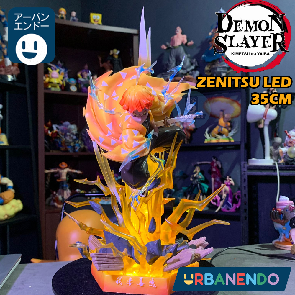 Action Figure Zenitsu Demon Slayer LED 35cm Statue Pajangan Anime