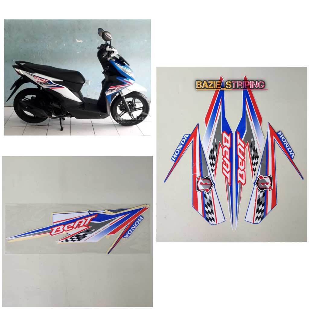 Striping Stiker Honda Beat Fi 2018 Esp Putih Biru Standar Berkualitas