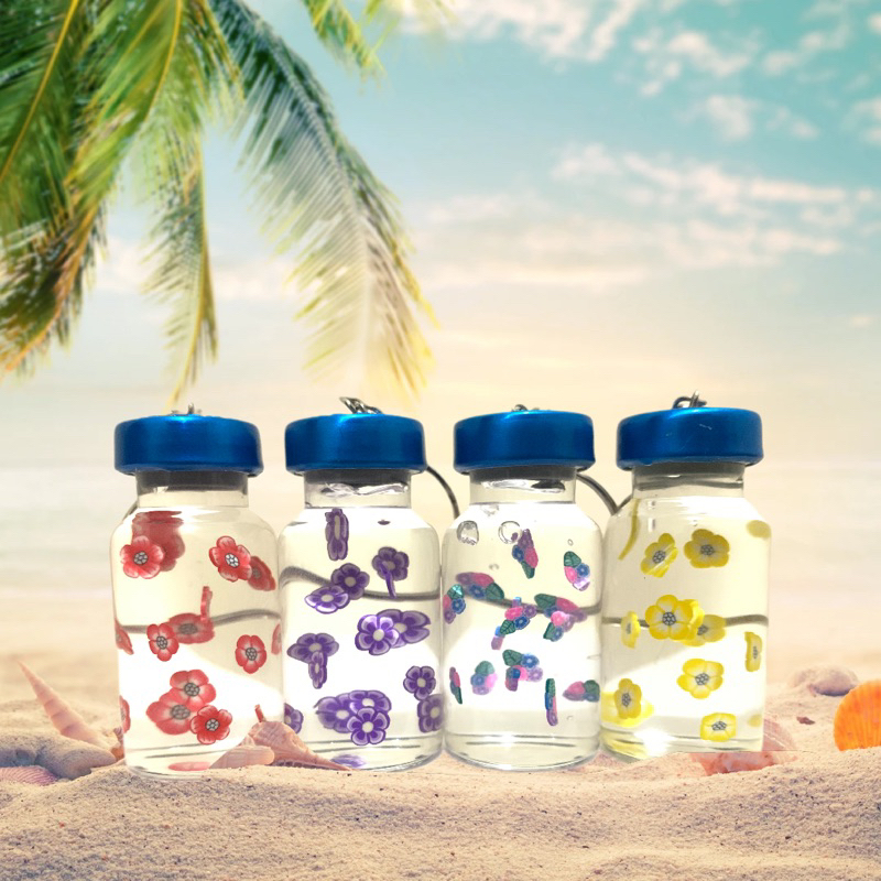 Gantungan Kunci Isi Bunga / Gantungan Kunci Botol Kaca / Gantungan Kunci Art