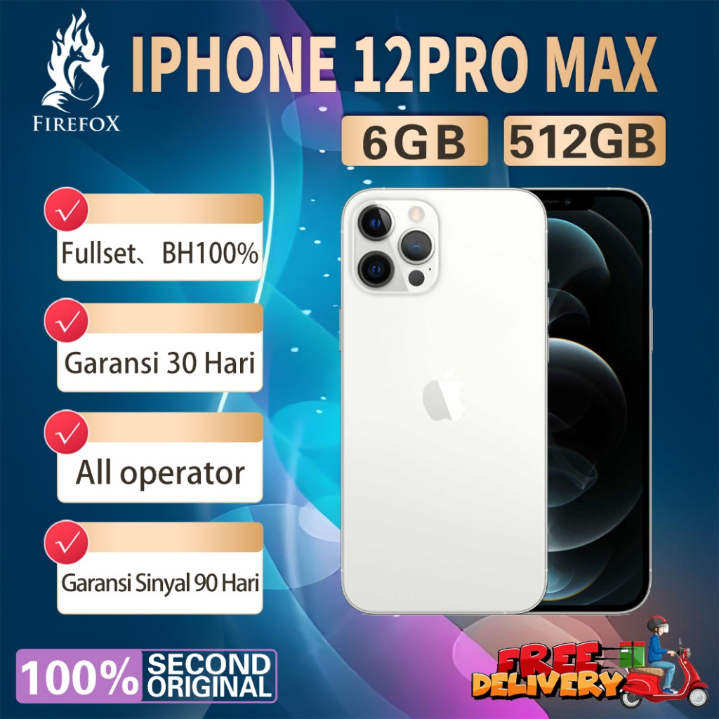 iPhone 12Pro Max 512GB Bekas Second Original100% All Sim Silent Fullset Mulus Hp 3utools All Green