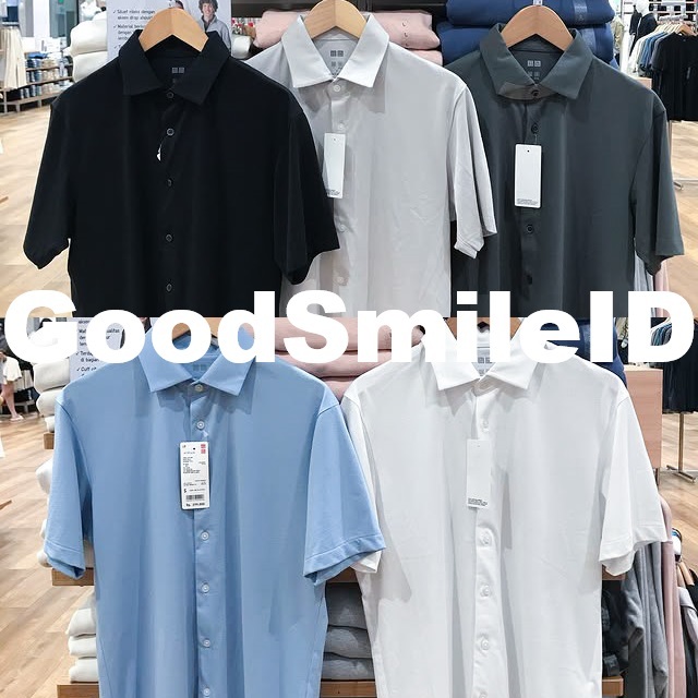 SALE Men Kaos Polo Full Open AIRism Full Kancing Jersey PRIA JASTIP KERAH UNIQLO