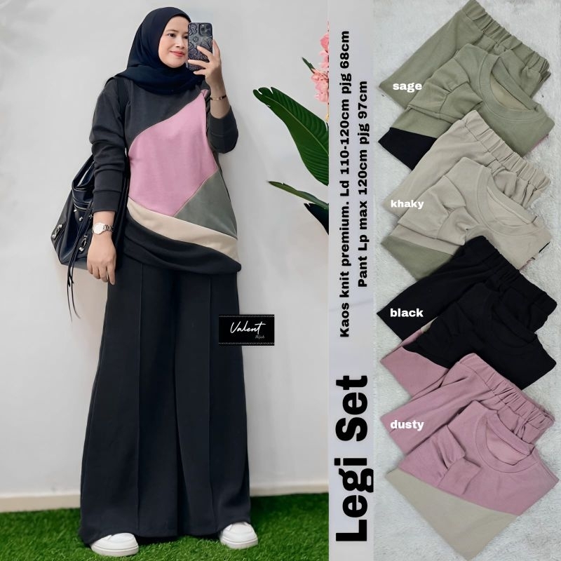 LEGI SET SETELAN ONE SET SETCEL BLOUSE PANTS WANITA CASUAL JUMBO BAHAN KAOS KNIT PREMIUM LD 120 CM F