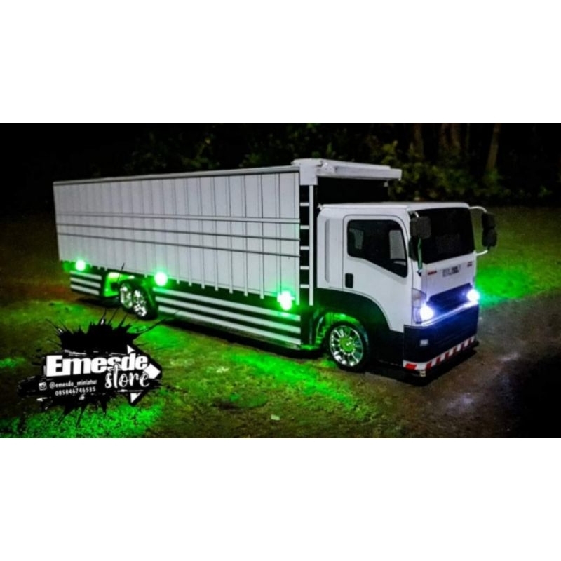 Miniatur truk tronton hino 500 rc remot control batre cash pake lampu leed RGB warna warni
