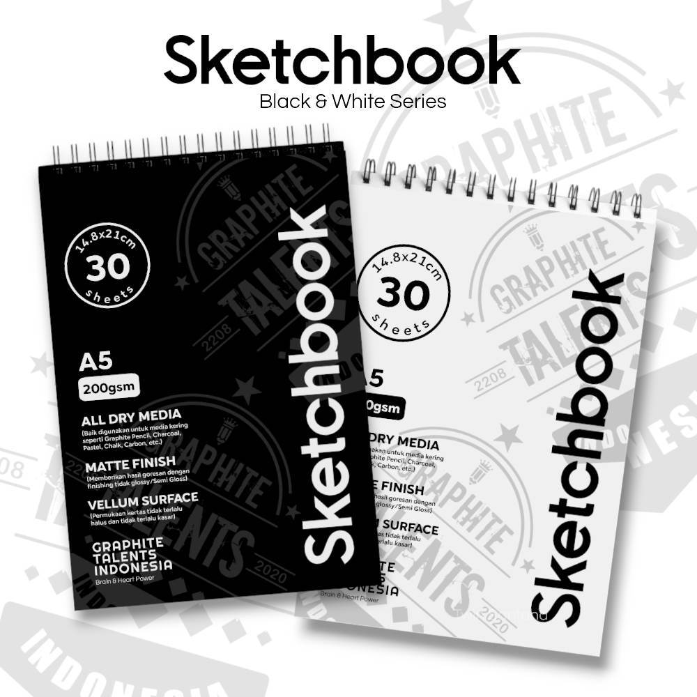 

Sketchbook Graphite Talents Indonesia Black & White Series 200gsm