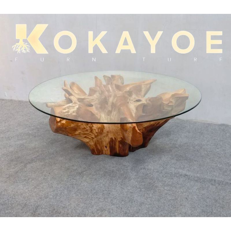 Meja Akar Jati / Meja Kaca / Meja Antik / Cofee Table / Aesthetic Table