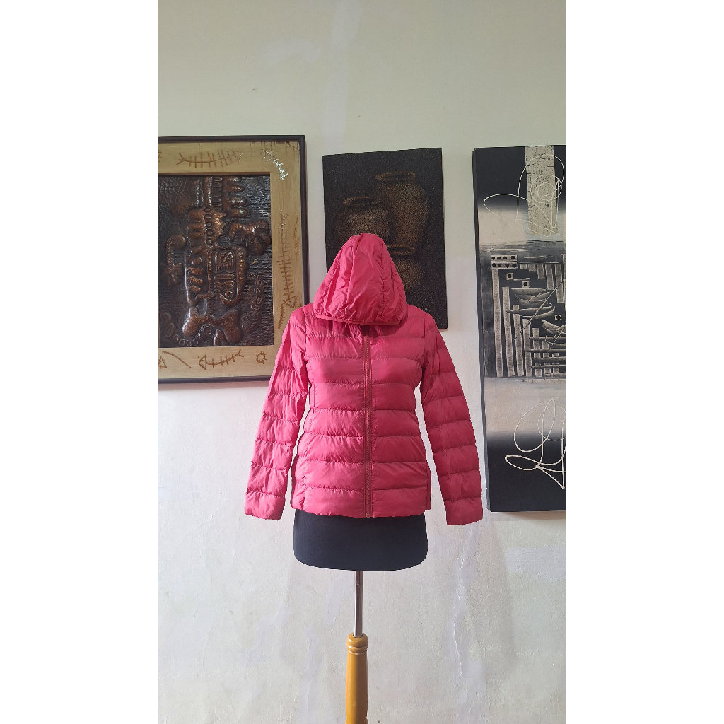 Preloved Uniq Kids - Jaket Bulang Bulu Angsa Pink Fanta