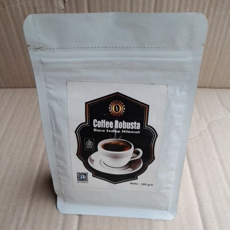 

kopi bubuk coffee robusta asli kemasan cantik putih 200gr kopi lampung