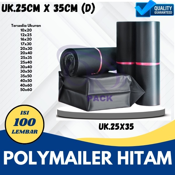 

PLASTIK POLYMAILER HITAM 25X35 GRADE D, PLASTIK PACKING, ONLINE PACKING, WARNA HITAM ISI 100 PCS