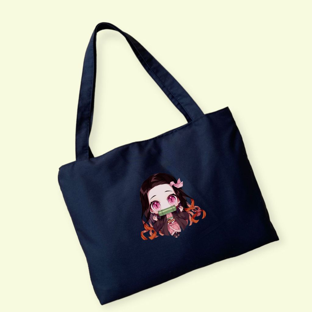 Tote bag Landscape Demon SlayerTas ToteBag Resleting Tas Wanita pria Bahan Kain Drill Fit Laptop || 
