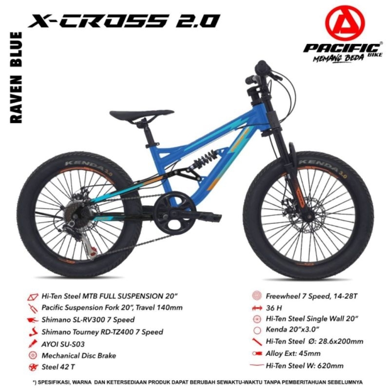 SEPEDA GUNUNG ANAK MTB PACIFIC X-CROSS UK 20 INCH