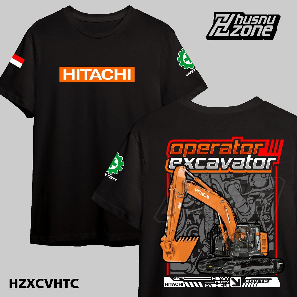 Kaos Baju Operator Excavator Hitachi Cotton Combed 24s