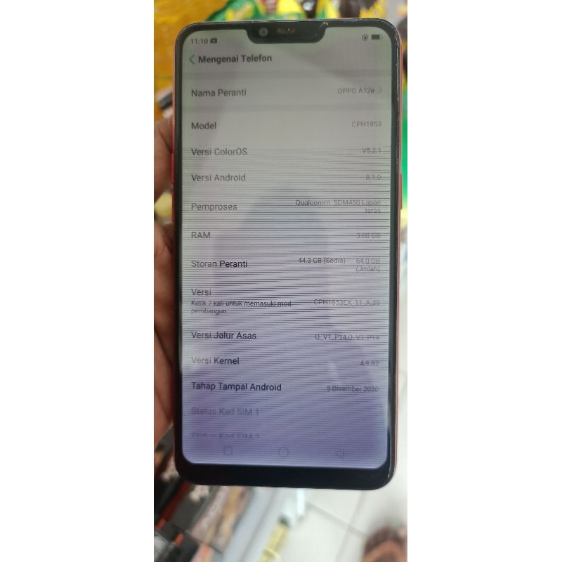 hp oppo a3s minus lcd jaringan gk ada ram3/32