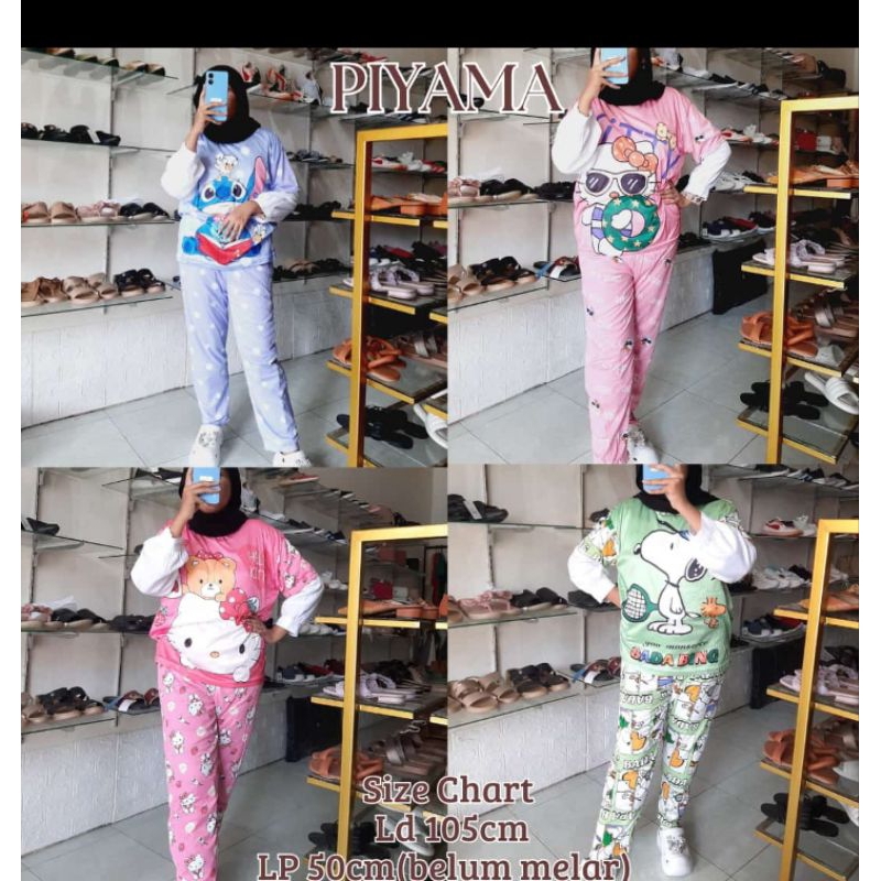BAJU TIDUR/PIYAMA/DASTER DEWASA CEWEK COUPLE ANAK DAN IBU IMPORT