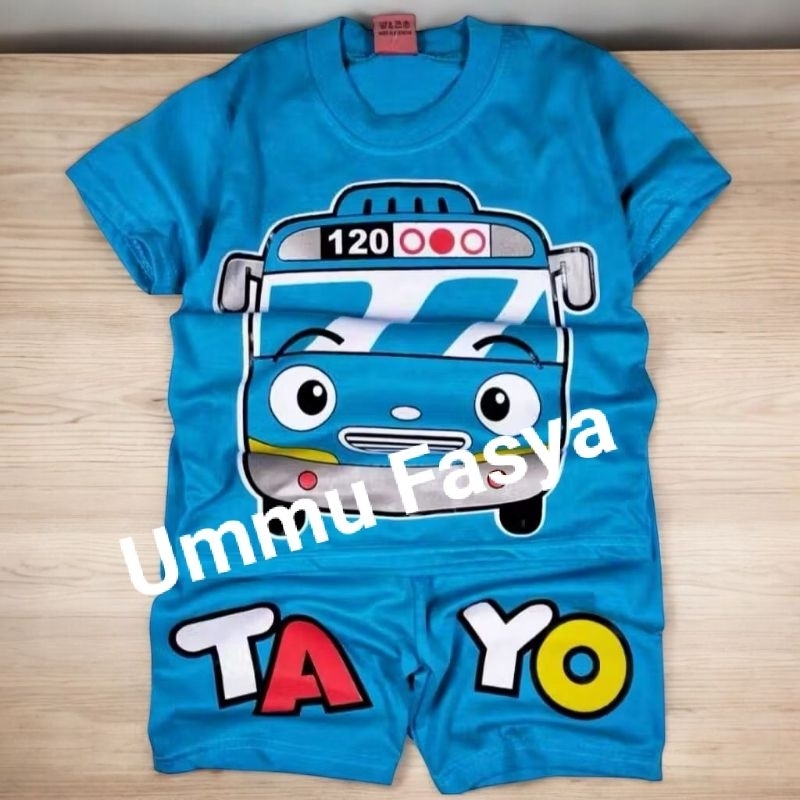 SETELAN BAJU DAN CELANA TAYO BIRU UNTUK ANAK LAKI-LAKI PEREMPUAN UNTUK UMUR 1-10 TAHUN BAJU ANAK CWE