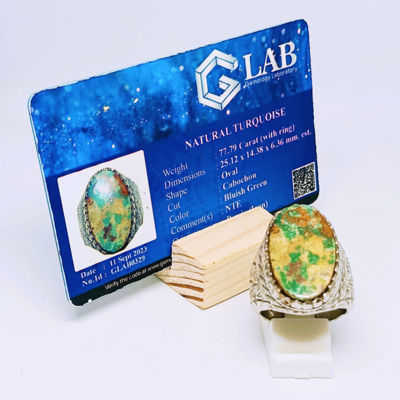 Cincin Natural Pirus Persia (Turquoise) + Memo