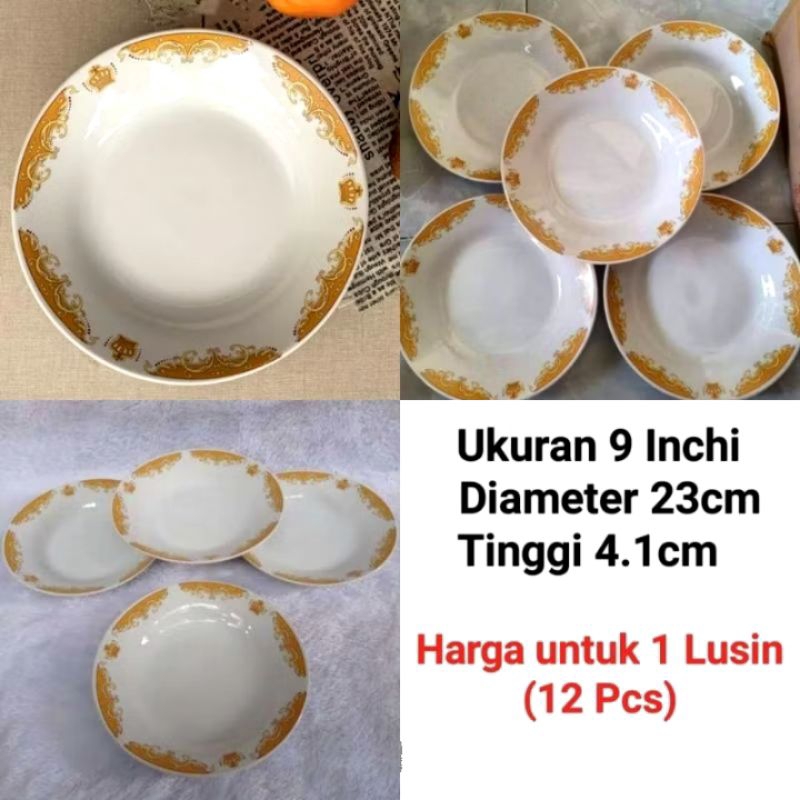 piring makan keramik piring prasmanan keramik MAHKOTA harga 1 Lusin (12 Pcs)