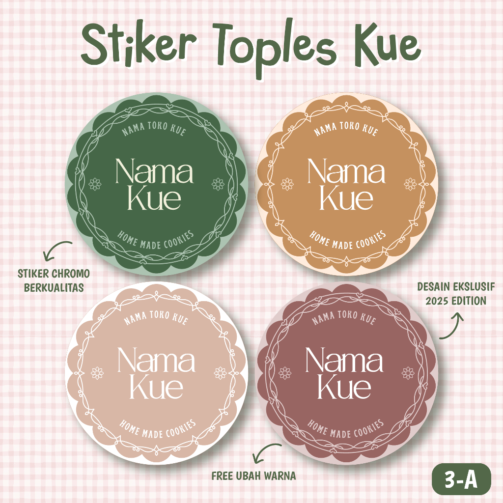 

JEESTA - Stiker Toples Kue Lebaran | Stiker OLSHOP | Stiker Label Kemasan | Stiker Cromo (KODE A)