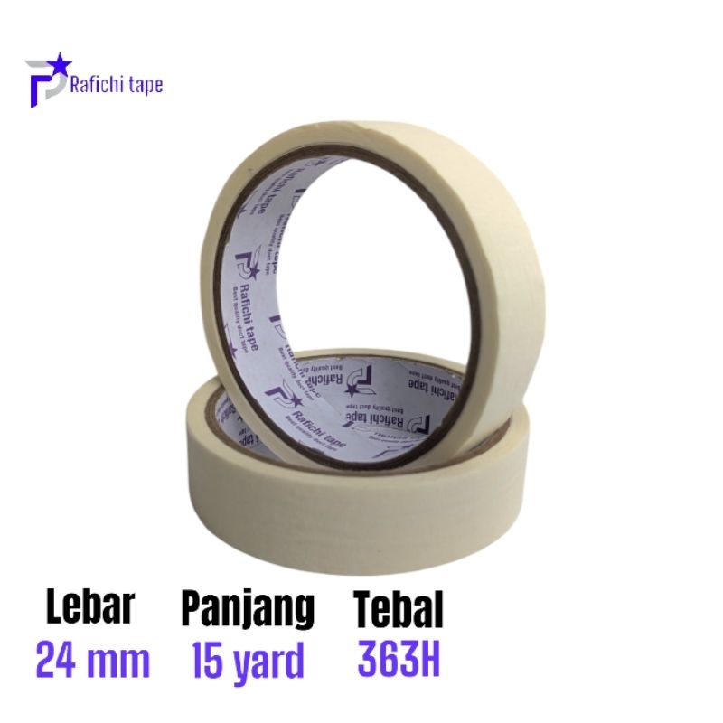 

Rafichi Masking Tape 1 slop isi 10 pcs Ukuran 24x15yard Solasi Kertas Putih