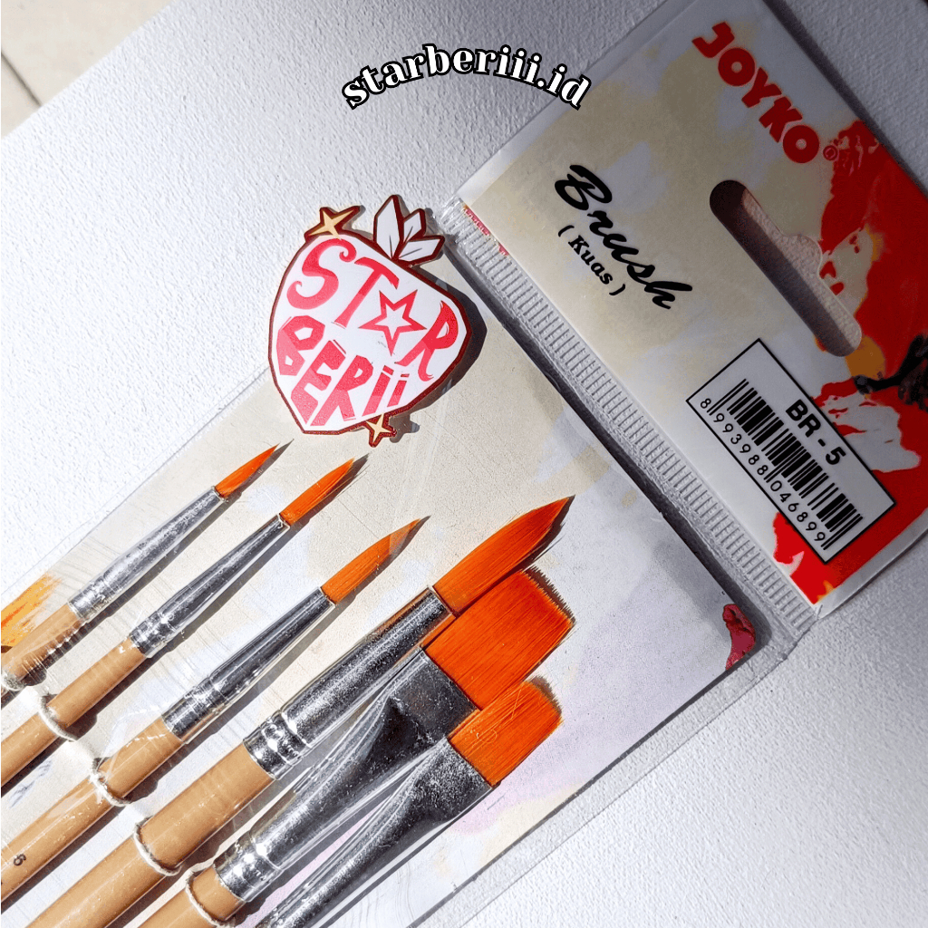 

✨starberii.id✨Kuas Lukis JOYKO BR-5 | 1 Set Art Paint Brush 6 pcs| flat round rata runcing cat air akrilik minyak