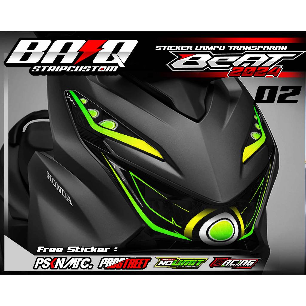 002 STICKER ALIS LAMPU DEPAN BEAT 2024 - STICKER ALIS LAMPU ALIS BEAT 2024 MOTIF LIST SIMPLE
