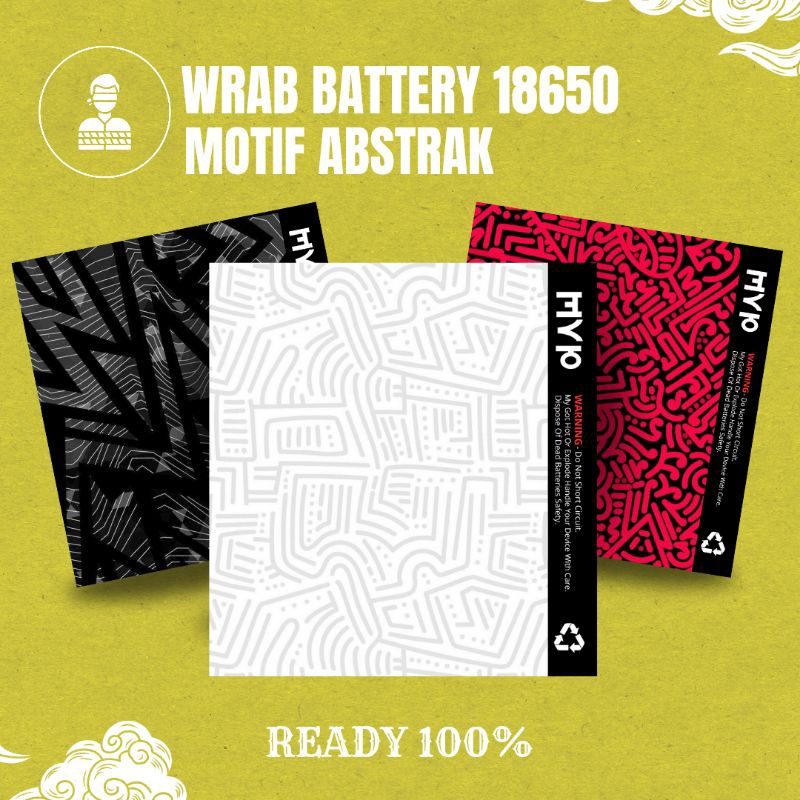 

MAFIASTIKER- Stiker Wrap Baterai 18650 Full Motif V2 Abstrak - Untuk Melindungi Baterai