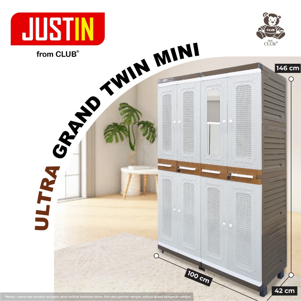 JUSTIN Ultra Grand Twin Mini - Kabinet Plastik Multifungsi - Lemari Plastik - Almari Plastik Jumbo