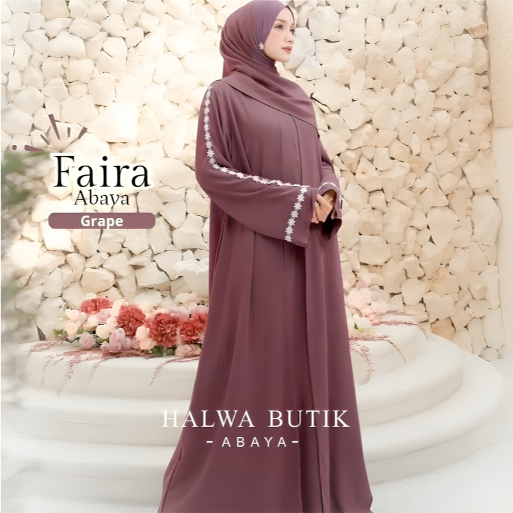 Plus Phasmina Terbaru Gamis Abaya 2 Layer Matt Kringkel Mix Renda Sleting Depan Busana Lebaran 2025