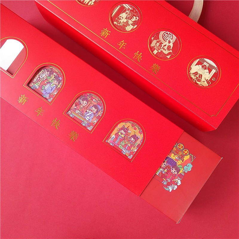 

kotak hamper tenteng motif sincia imlek elegant box nastar Cny merah ukuran box 372x 12 x 7cm