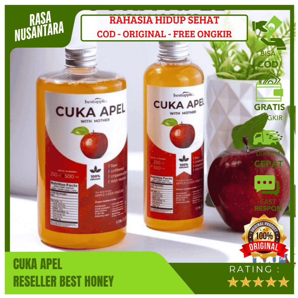 

BEST HONEY CUKA APEL (GRATIS ONGKIR) Cuka Apel 250ML,500ML,1L / Cuka Apel Original Buat Diminum / Cuka Apel Untuk Kesehatan & Diet / Apple Cinder Vinegar With Mother / Cuka Apel Untuk Obat & Diabetes / Cuka Sari Apel Asli Untuk Kuit,Wajah / Cuka Apel Brag